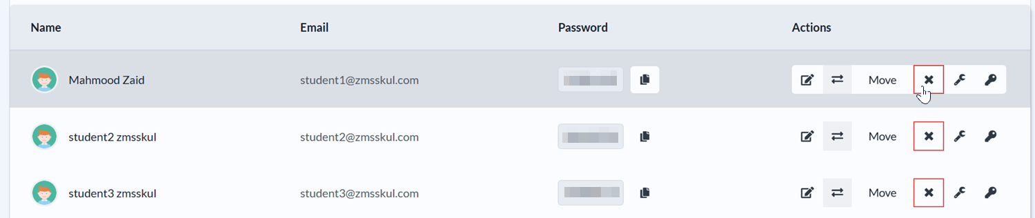 Delete student icon