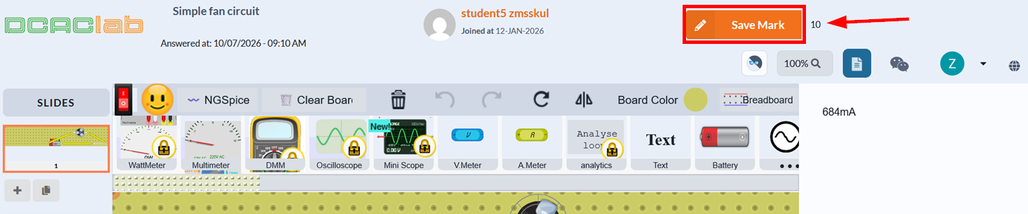 Input and save student's mark